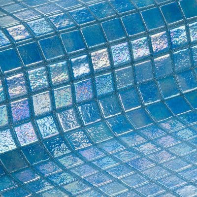 Blue iridescent glass tile Azur