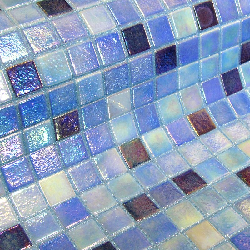 The glass mosaic tile Delphinus is a glow in the dark glass mosaic tile.