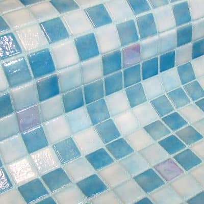 The glass mosaic tile Aquila is a glow in the dark glass mosaic tile.
