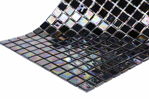 Ebano Black Iridescent Glass Mosaic Tile for Pools – Iridescent Collection