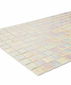 Marfil White Iridescent Glass Mosaic Pool Tile – Iridescent Collection