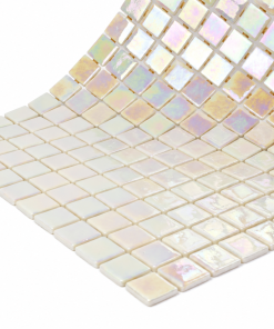 Marfil White Iridescent Glass Mosaic Pool Tile – Iridescent Collection