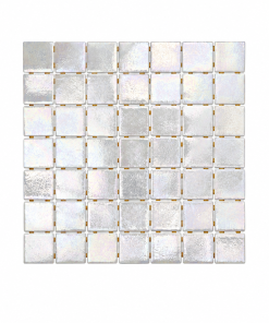 Perla Pearl White Iridescent Glass Mosaic Pool Tile – Iridescent Collection