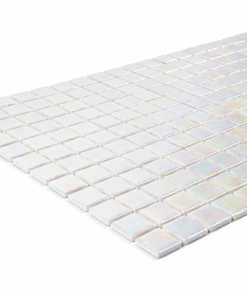 Perla Pearl White Iridescent Glass Mosaic Pool Tile – Iridescent Collection