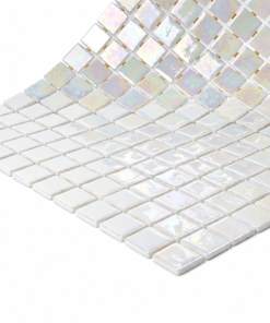 Perla Pearl White Iridescent Glass Mosaic Pool Tile – Iridescent Collection