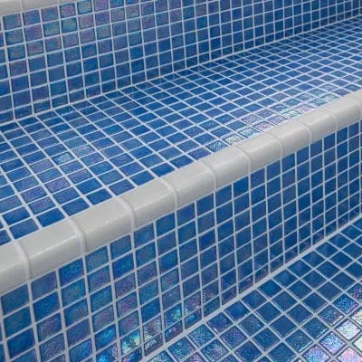 White Corner Edge Glass Mosaic Piece
