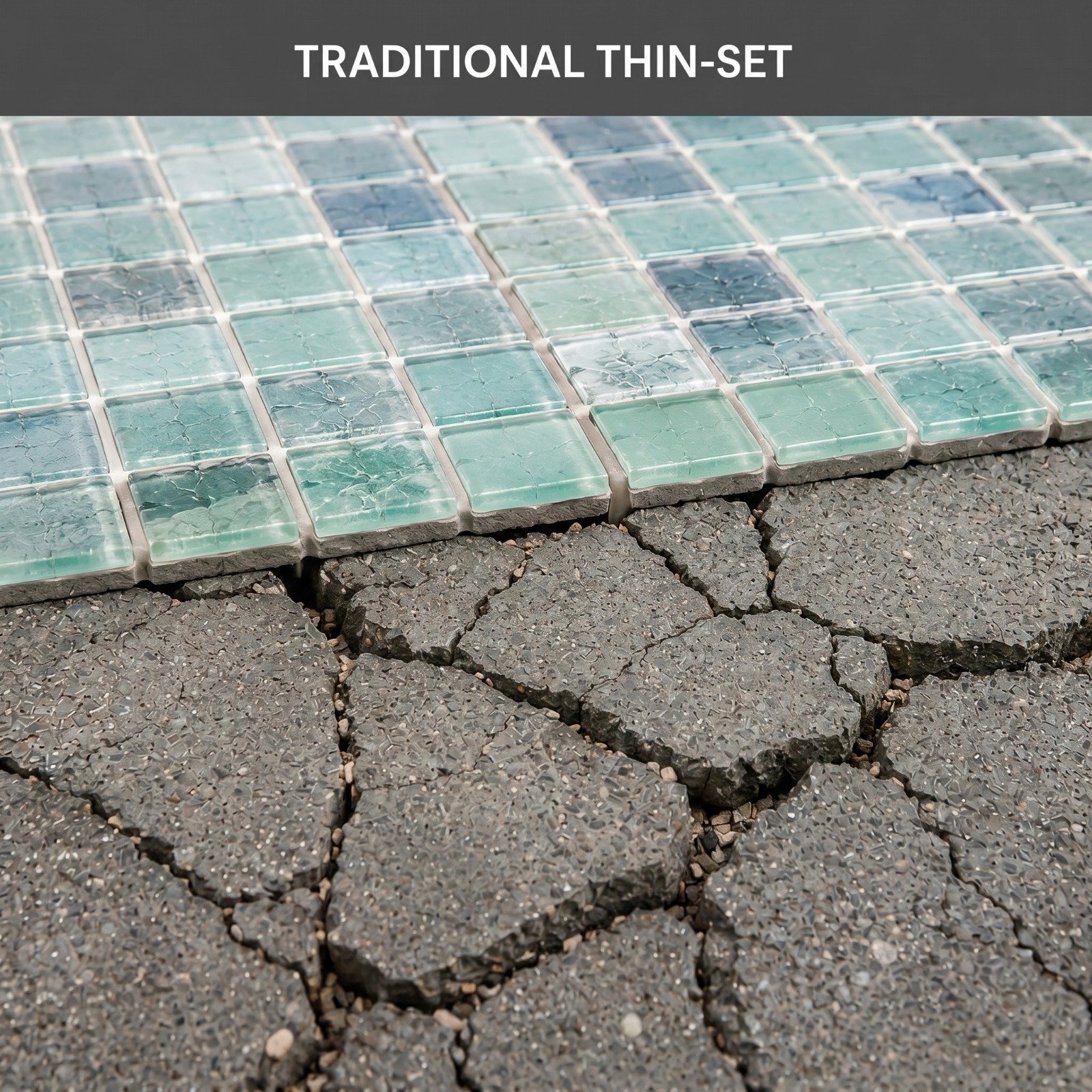 Cracked traditional adhesive