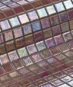 Cobre copper iridescent glass mosaic pool tile, 1 x 1 in squares
