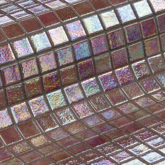 Cobre copper iridescent glass mosaic pool tile, 1 x 1 in squares