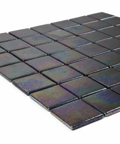 Ebano Black Iridescent Glass Mosaic Tile for Pools – Iridescent Collection
