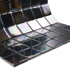 Ebano Black Iridescent Glass Mosaic Tile for Pools – Iridescent Collection