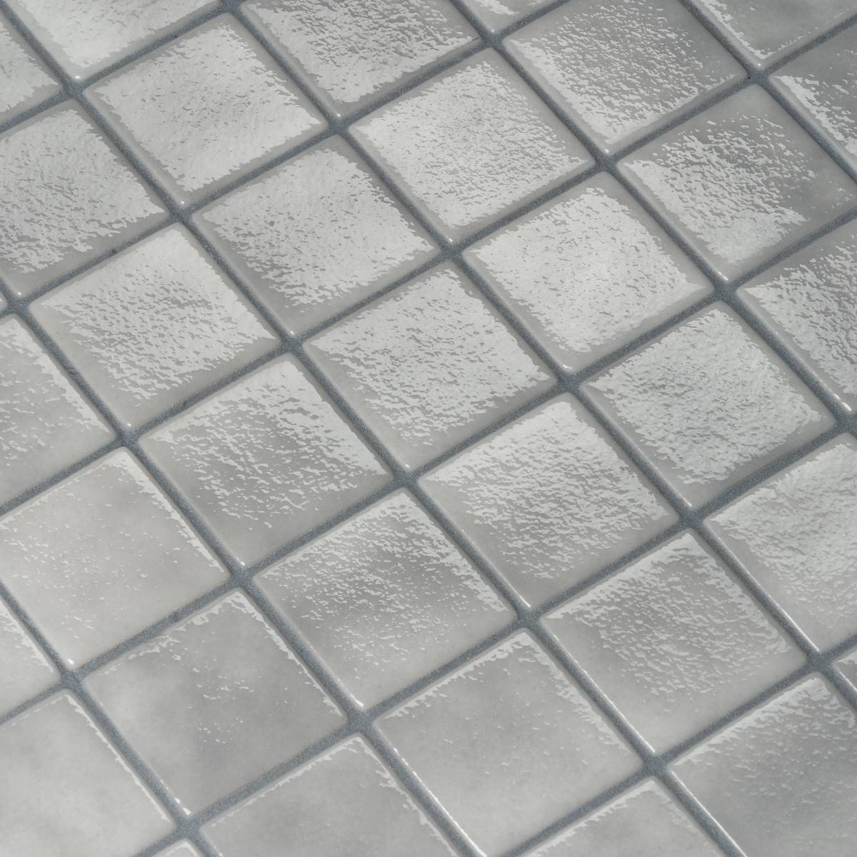 Smoke 50 mm glass mosaic pool tile swatch, 2 x 2 in tiles