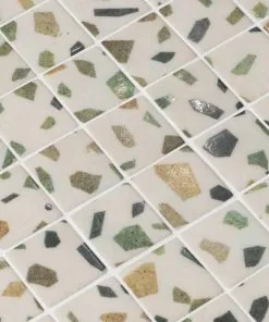 Terrazzo Greenery 50 mm glass mosaic pool tile