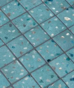 Terrazzo Teal 50 mm glass mosaic pool tile