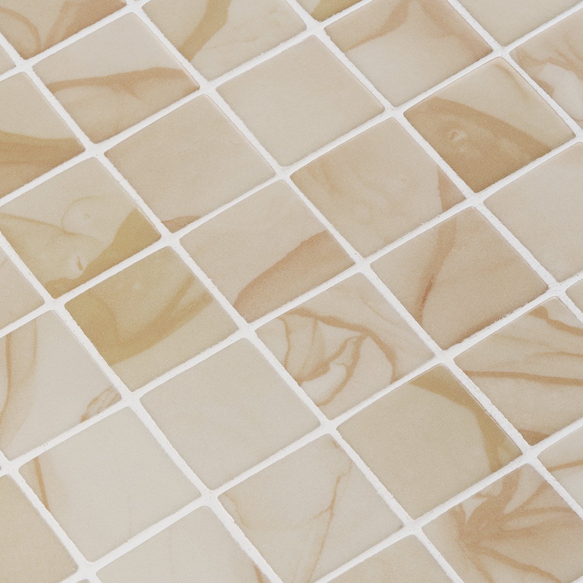 Wet-in-wet 50 mm glass mosaic pool tile